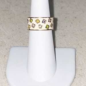 Sterling Silver Multi Color CZ White Band Ring Sz6